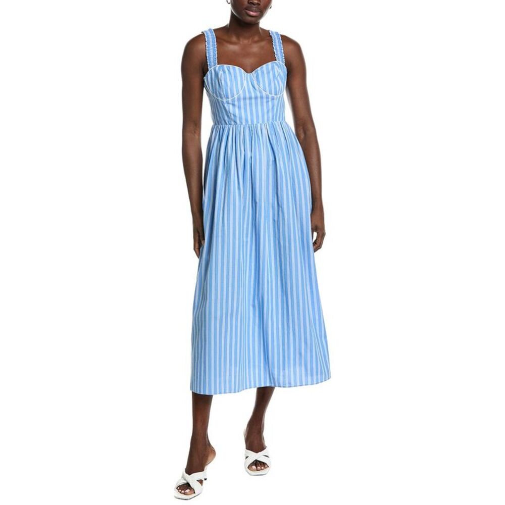 Garrie B Womens  Yarn Dye Midi Dress, Blue